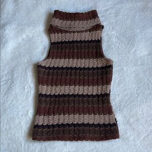 Timing Brown and Tan Striped Sleeveless Top